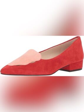 Cole Haan Women's Leah Skimmer Ballet Flat, Aura Orange/Coral Almond Suede